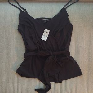 Express Pleated Wrap Front Peplum Cami